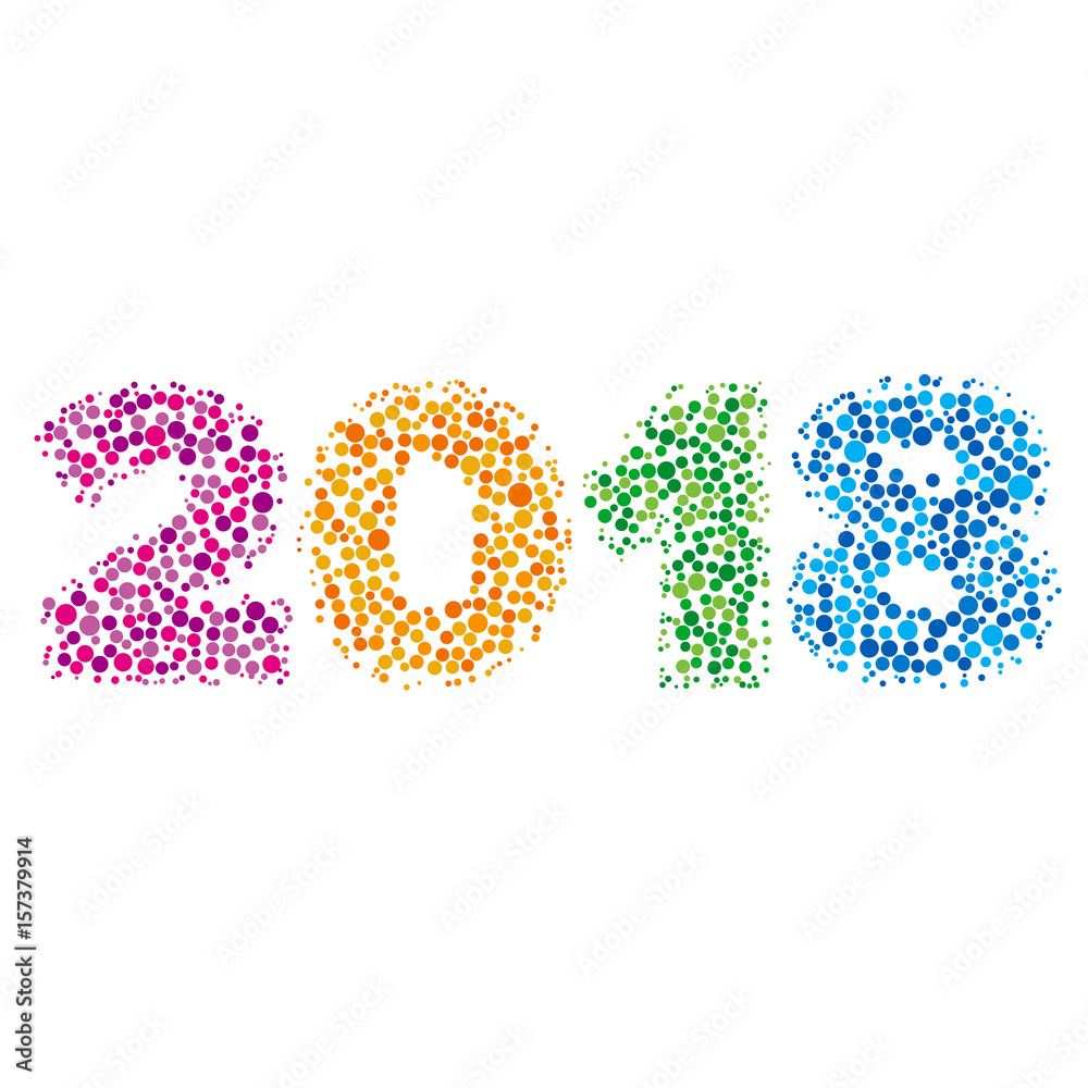 Happy new year 2018 concept - number created from dots