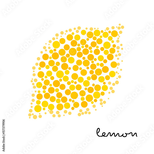 Yellow lemon silhouette created from dots