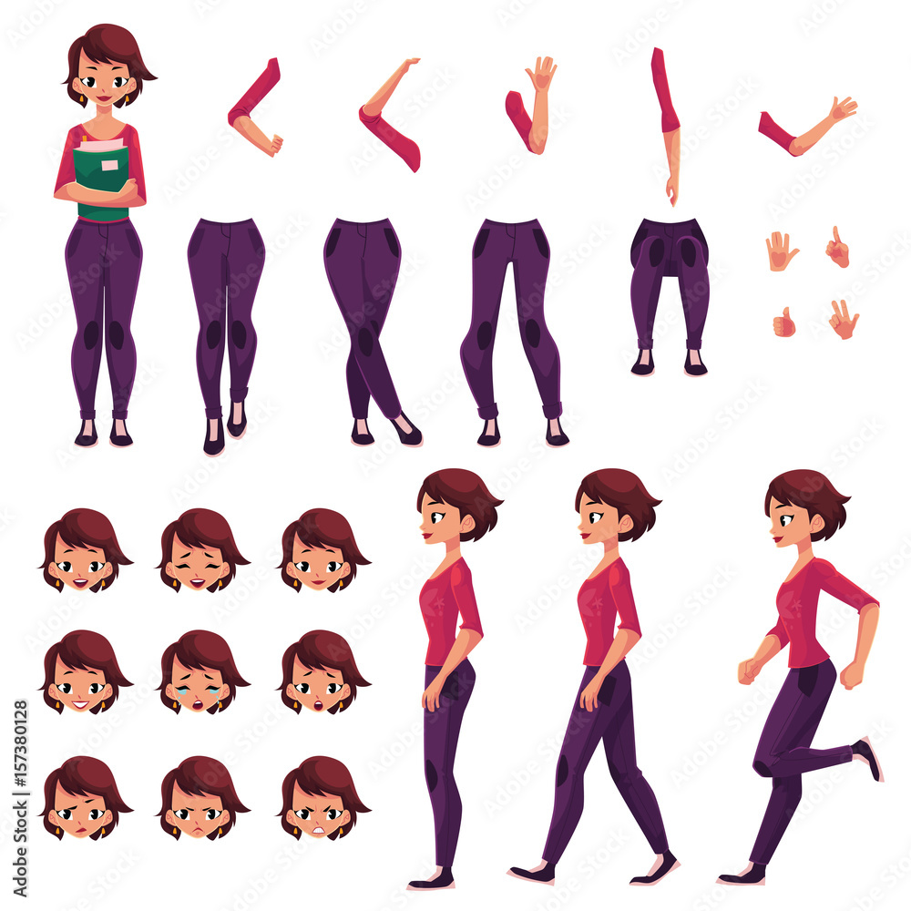 Free: Collection of female character poses Free Vector - nohat.cc