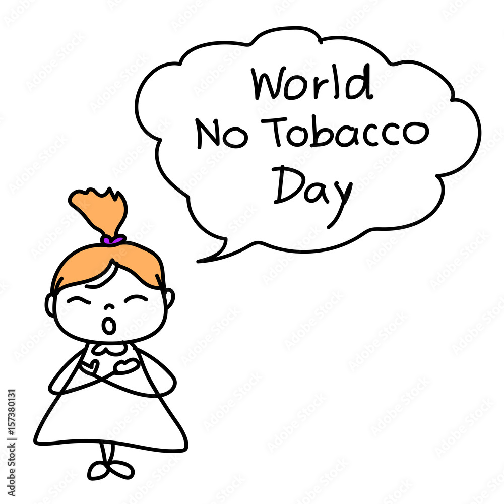 World No Tobacco Day Concept. Hand drawing cartoon character vector