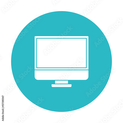 circle light blue with lcd monitor vector illustration