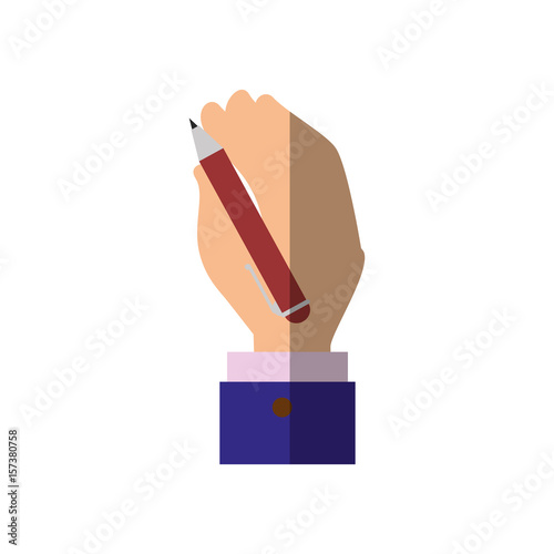 hand holding pen vector icon illustration graphic design