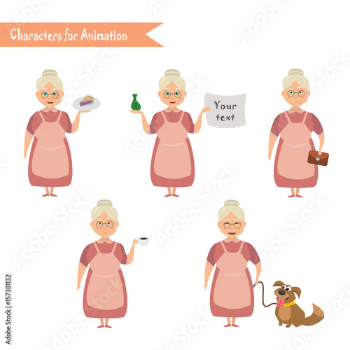Funny Grandmother housewife cartoon.