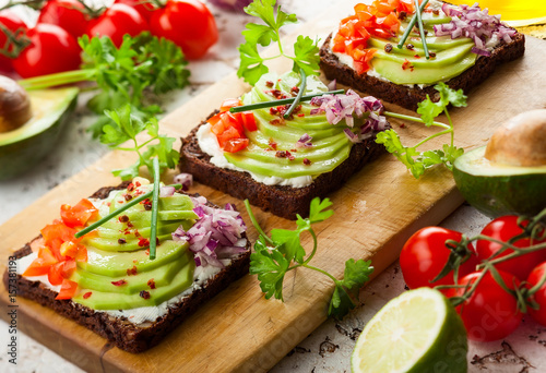 Fresh vegetarian open sandwiches