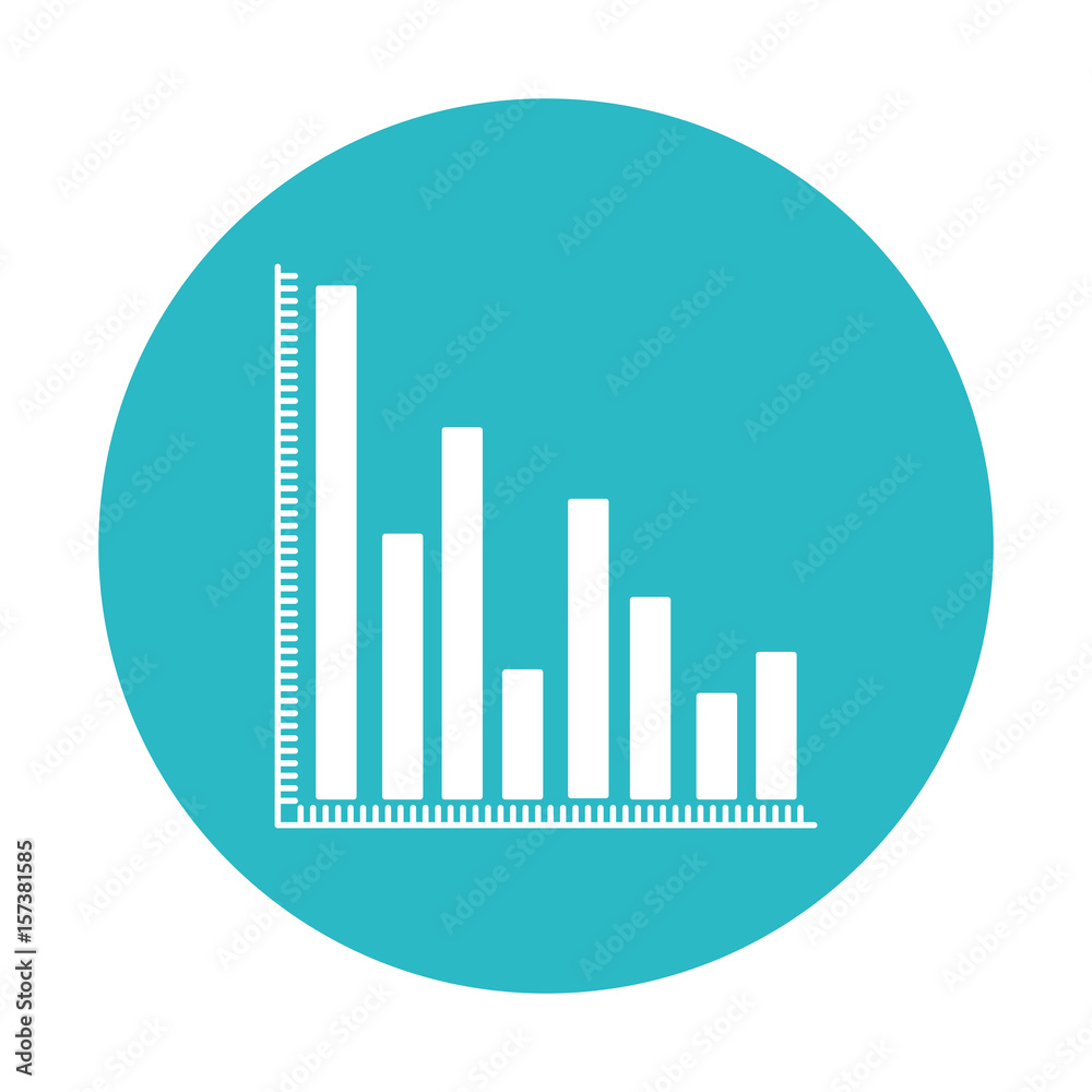 circle light blue with column chart icon vector illustration circle light blue with column chart icon vector illustration