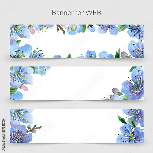 Wildflower cherry promo sale banner template in a watercolor style isolated.