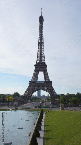 Photo of Eiffel Tower on a spring cloudy morning, Paris, France