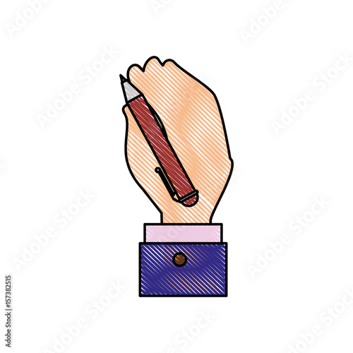 hand holding pen vector icon illustration graphic design
