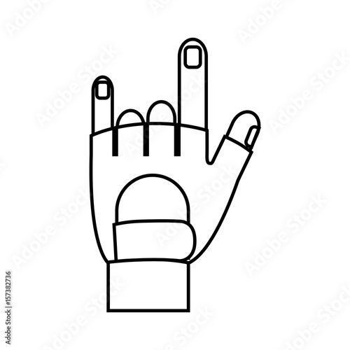 hand wearing a sport glove icon over white background. vector illustration