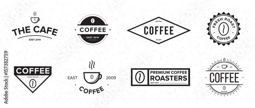 Set of coffee label. Different logo, badge, emblem collection on white background. Vector black and white illustrations.