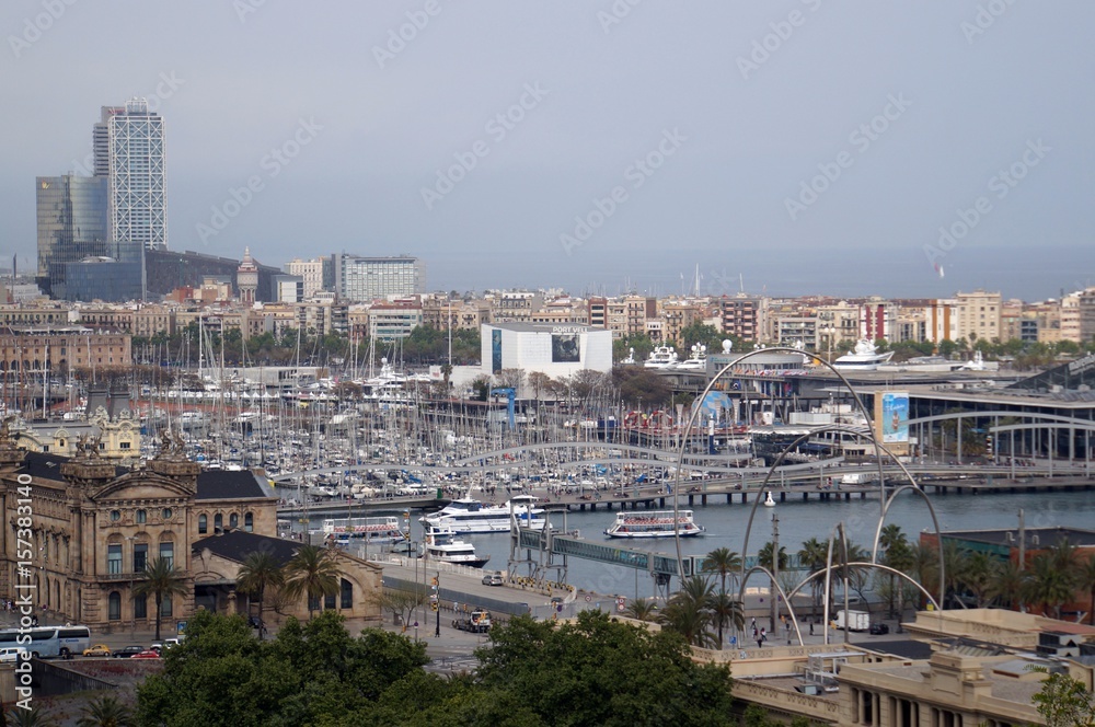 Barcelona port, view from the Montjuic