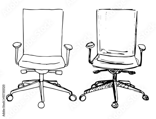 Set office chairs isolated on white background. Sketch different chairs.Vector illustration
