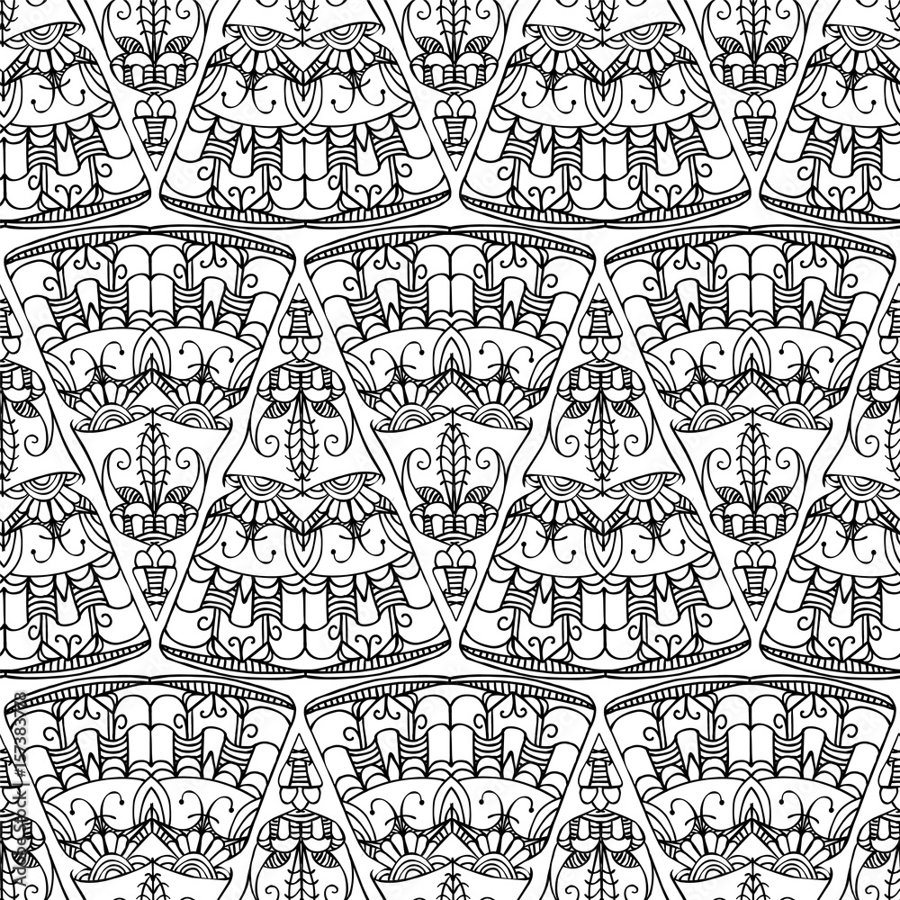Seamless pattern - abstract triangles. Black and white background