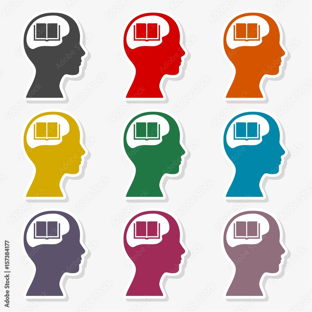 Human head silhouette and book Human head silhouette and book
