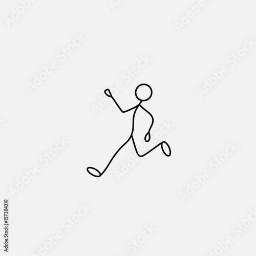 Cartoon icon of sketch little man in cute miniature scene