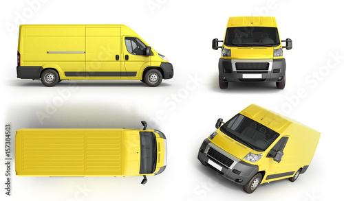 collection 3d render Yellow Delivery Van Icon