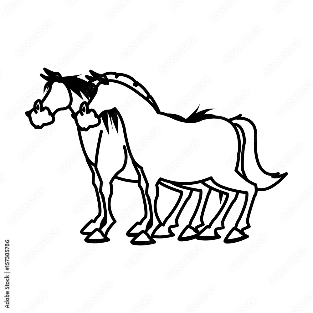 horse domestic animal, farming, agricultural species vector illustration