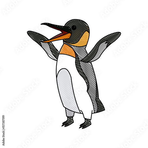 penguin emperor pole south bird animal vector illustration