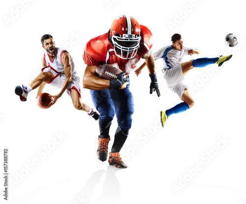 Fototapeta Naklejka Na Ścianę i Meble -  Multi sport collage soccer american football bascketball