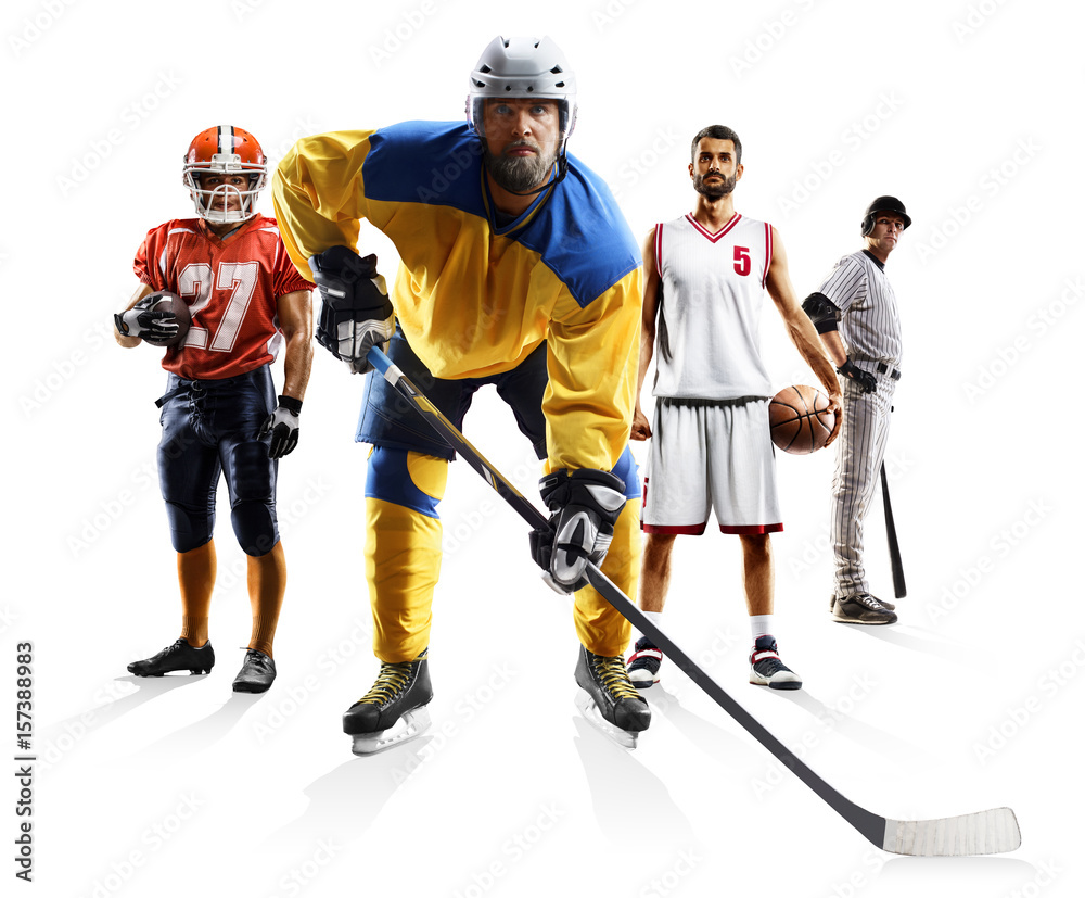 Sport collage american football basketball baseball ice hockey etc Stock  Photo | Adobe Stock