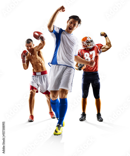 Multi sport collage soccer american football boxing