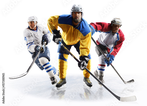 Professional ice hockey players in action