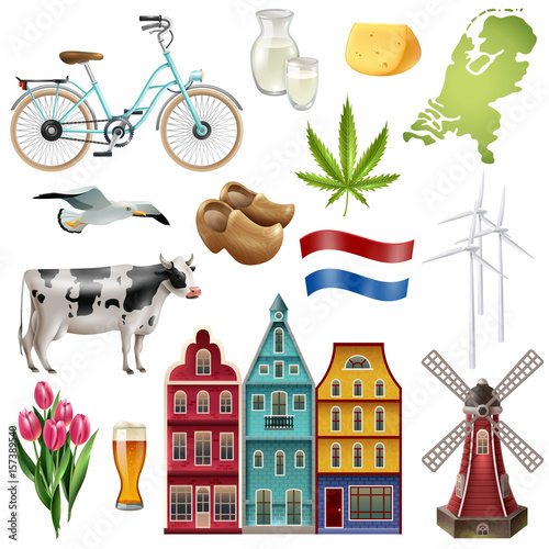 Holland Netherlands Travel Icon Set
