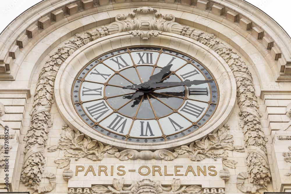 view of wall clock in D'Orsay Museum. D'Orsay - a museum on left bank of Seine, it is housed in former Gare d'Orsay view of wall clock in D'Orsay Museum. D'Orsay - a museum on left bank of Seine, it is housed in former Gare d'Orsay
