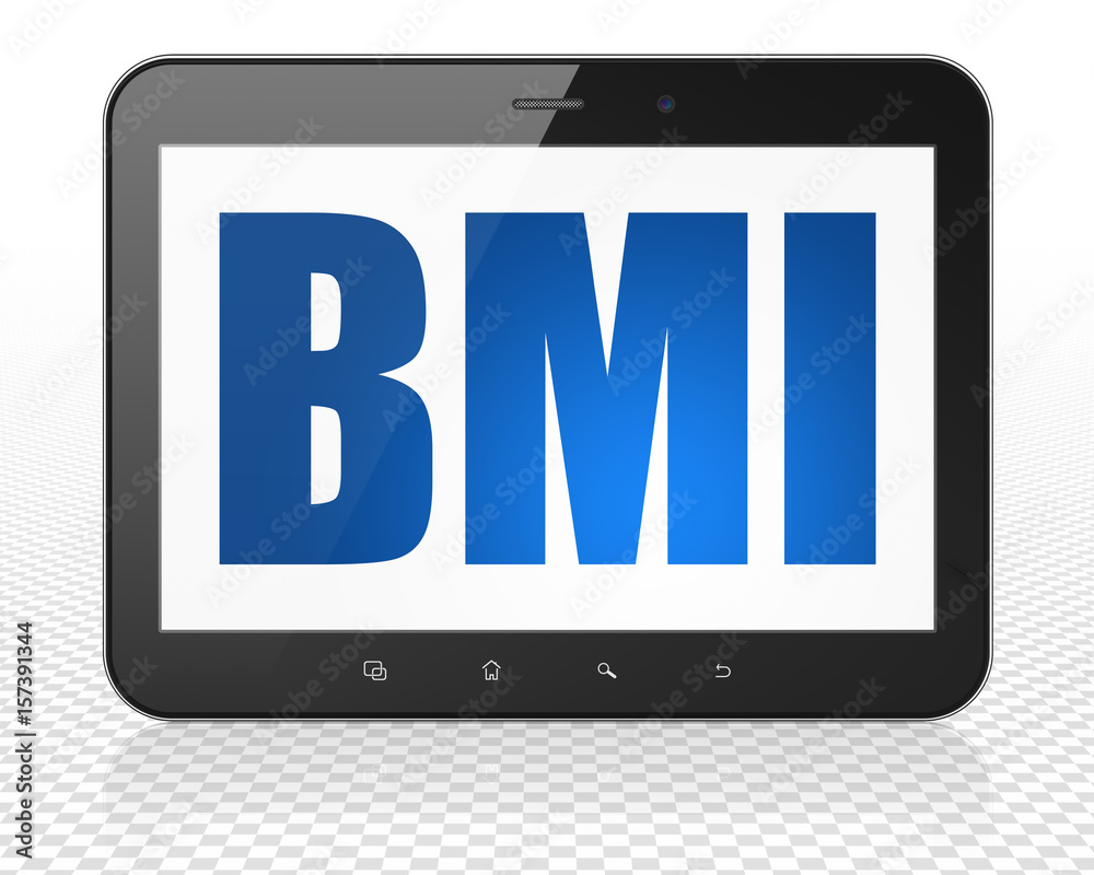 Health concept: Tablet Pc Computer with BMI on display Health concept: Tablet Pc Computer with BMI on display