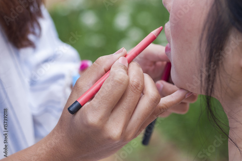 makeup bride, beautiful girl lipstick