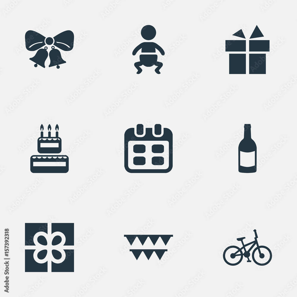 Vector Illustration Set Of Simple Celebration Icons. Elements ...
