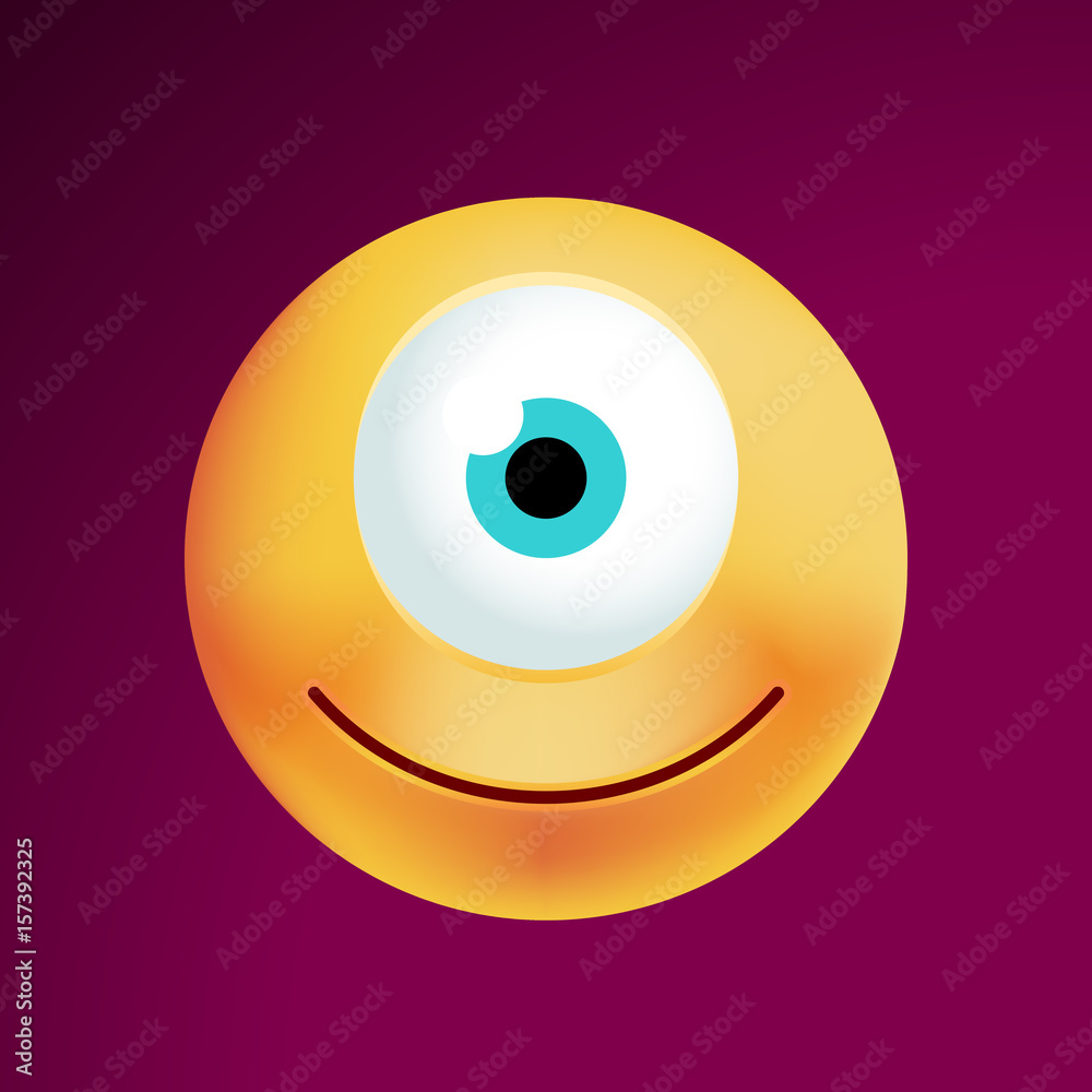 Cute Cyclops Emoticon on Black Background. Isolated Vector Illustration Cute Cyclops Emoticon on Black Background. Isolated Vector Illustration