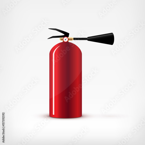 Vector shiny red fire extinguisher on white background