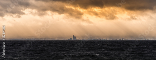 Fototapeta Panorama of Gdynia seen from Hel