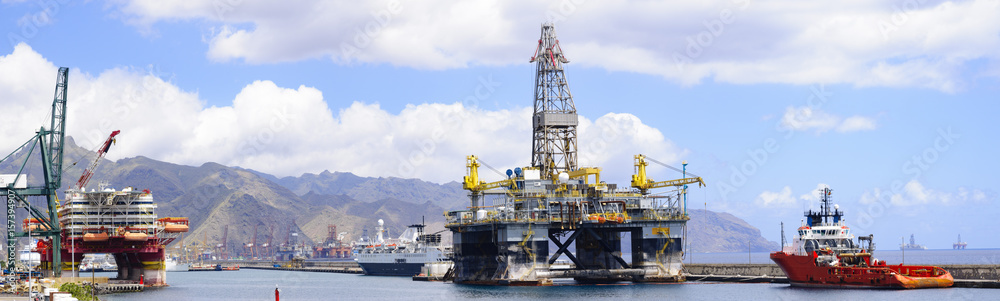 Drilling platforms in the port of Tenerife