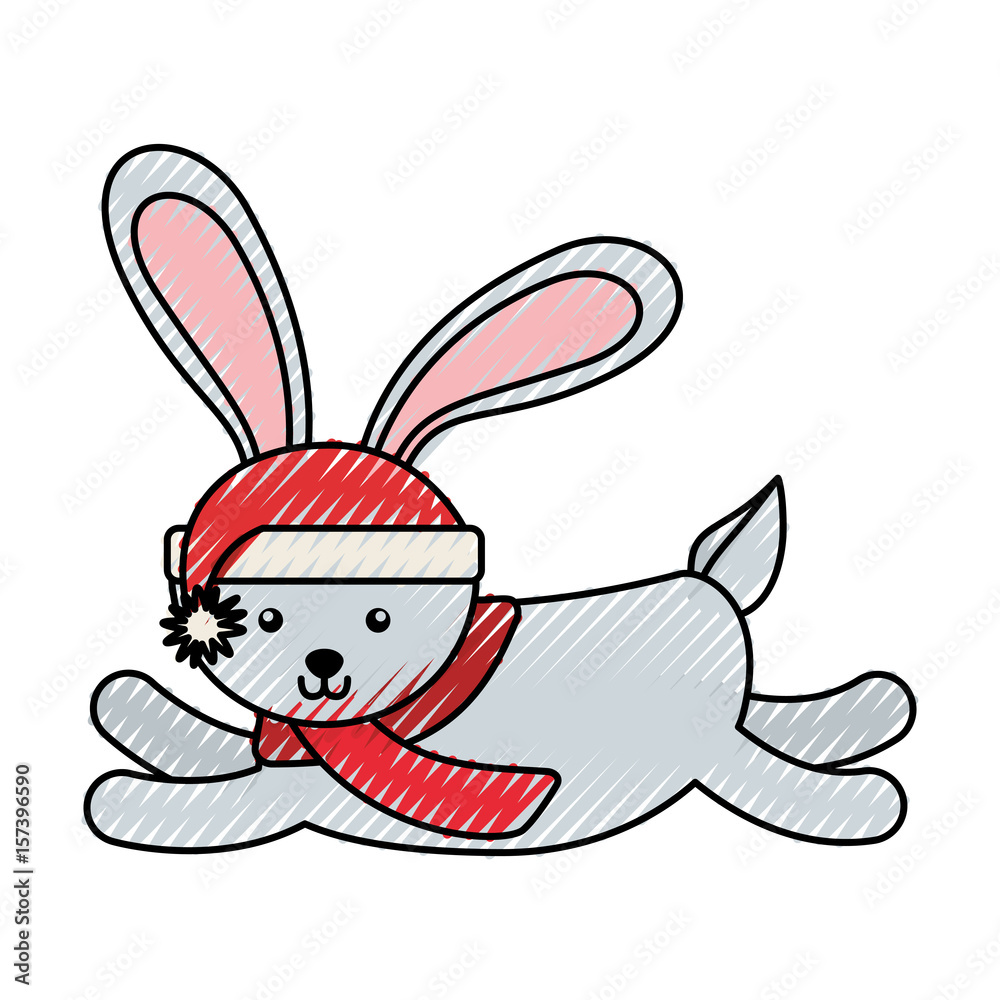 cute scribble christmas rabbit cartoon vector graphic design cute scribble christmas rabbit cartoon vector graphic design