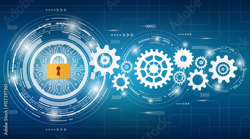 technology background  with gear in  circle white colo on full color background, for you design or use for website and  business presentation,vector design element illustration