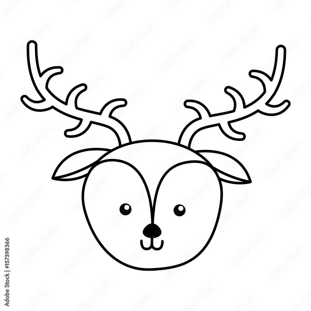 cute line icon deer face cartoon graphic design Stock Vector | Adobe Stock