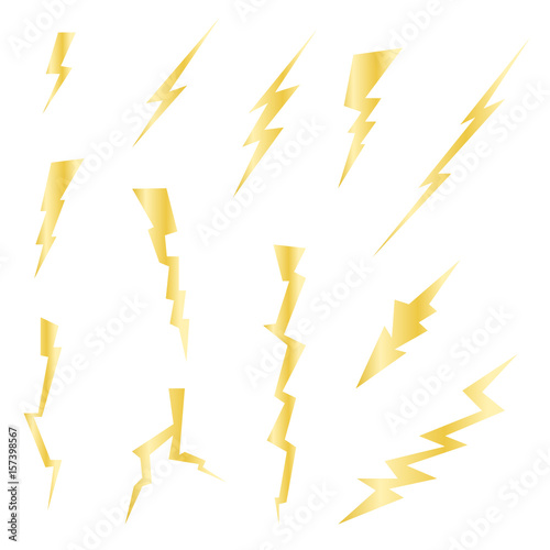 lighting bolts icon set gold