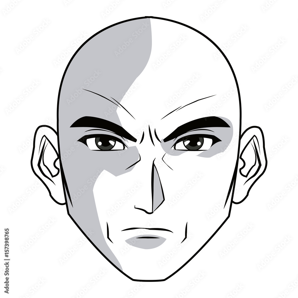 anime style male character head vector illustration