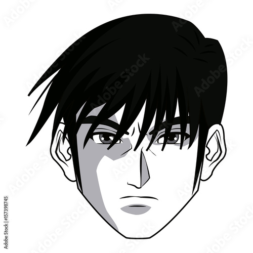 anime style male character head vector illustration