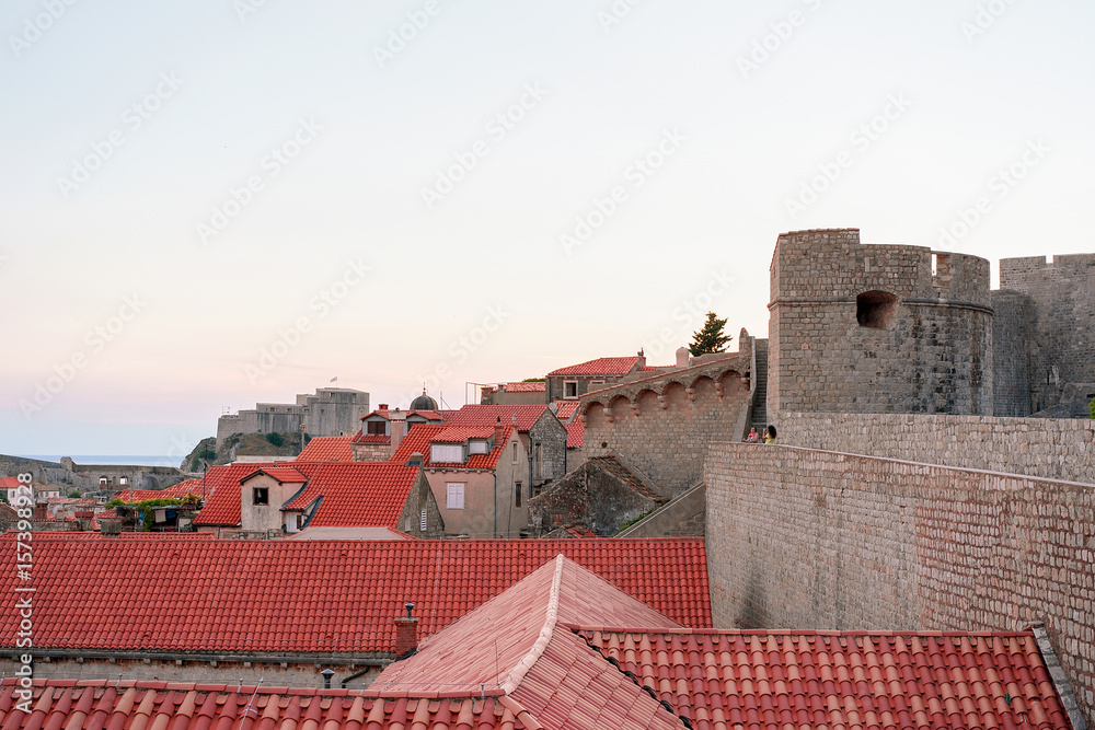 Panorama of Old city with fortress walls Dubrovnik