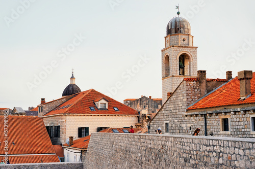 Panorama of Saint Blaise church dome and Old city Dubrovnik