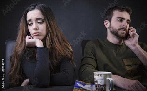 Принти на полотні Marriage problems, young couple growing apart, having communication issues