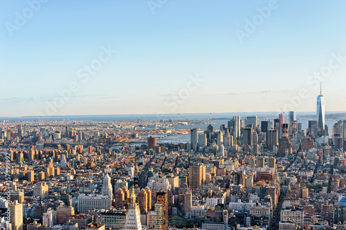 Aerial view of Skyline in Downtown and Lower Manhattan NYC © Roman Babakin
