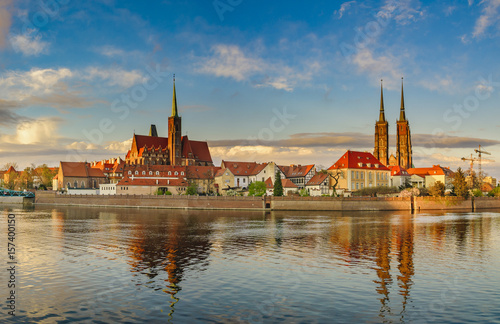 Panoramic image of the historic and representative part of Wroclaw, Poland