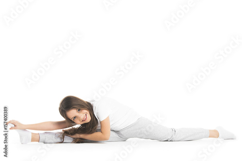 Girl doing split exercise