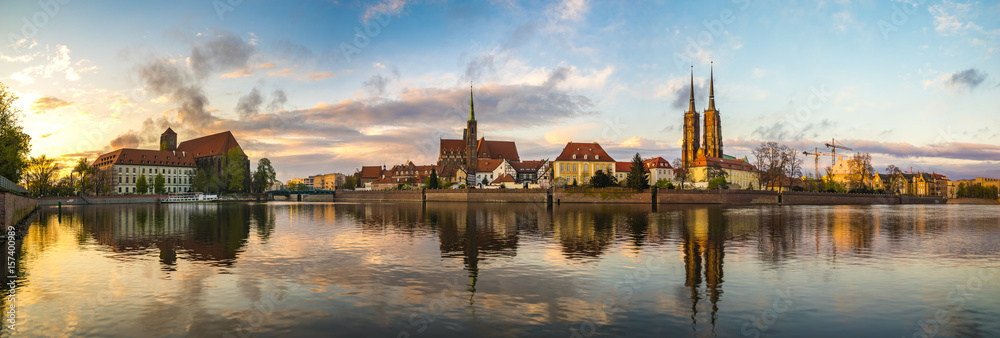 Panoramic image of the historic and representative part of Wroclaw, Poland