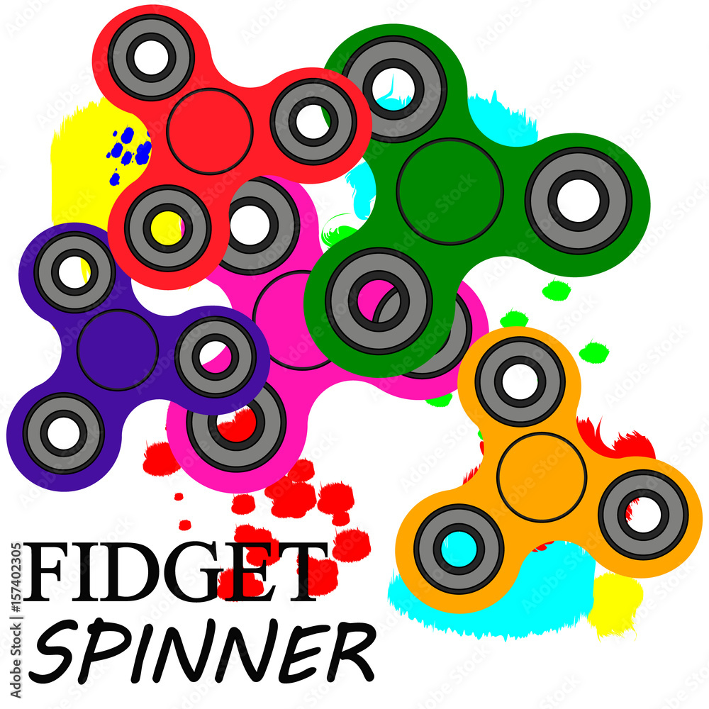 Obraz premium Hand spinner flat vector illustration. Hand spinner tricks