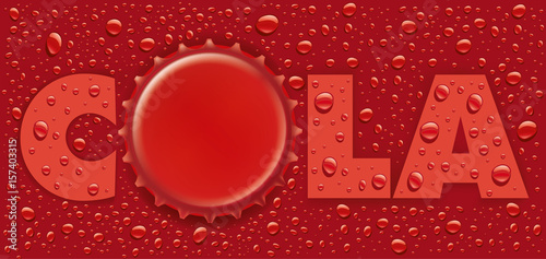 red water drops background with bottle cap